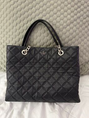 Kate Spade Black Quilted Shoulder Bag with Gold Accents
